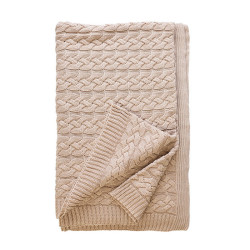 Луксозно плетено одеяло от фин памук в бежово - Tirol